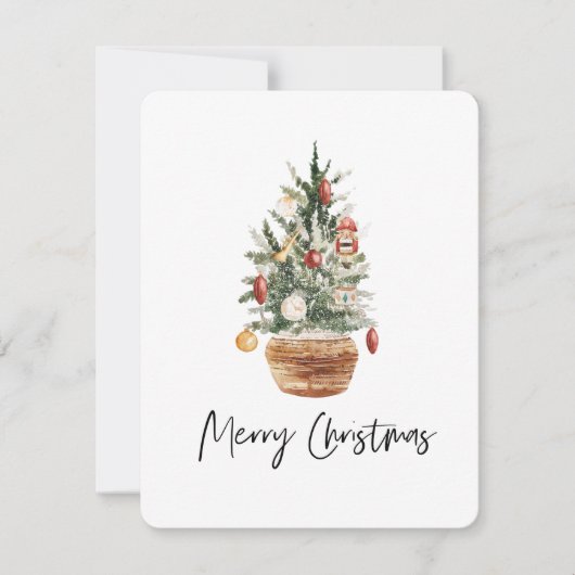 Vintage kerstboom | Vrolijk kerstfeest Feestdagenkaart (Voorkant)