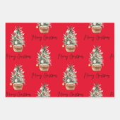 Vintage kerstboom | Vrolijk kerstfeest Inpakpapier Vel (Voorkant 3)