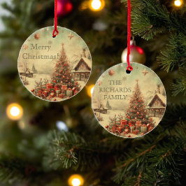 Vintage kerstboom Vrolijk kerstfeest Keramisch Ornament