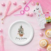 Vintage kerstboom | Vrolijk kerstfeest Papieren Bordje (Feest)