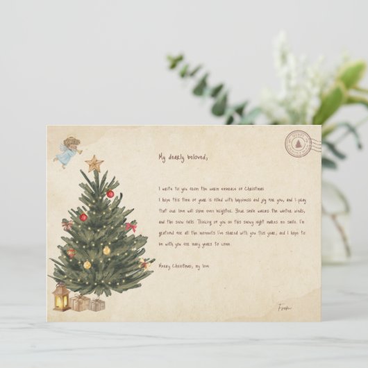 Vintage kerstboom Wenskaart Feestdagenkaart (Staand voorkant)