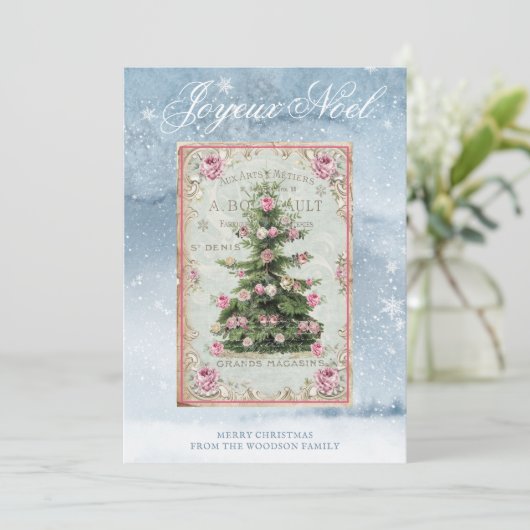 Vintage kerstboom Winter Sneeuwscene (Staand voorkant)