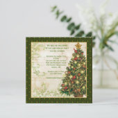 Vintage kerstboom, zwenpartij Uitnodiging (Staand voorkant)