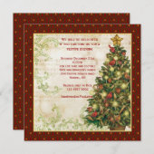 Vintage kerstboom, zwenpartij Uitnodiging (Voorkant / Achterkant)