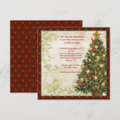 Vintage kerstboom, zwenpartij Uitnodiging (Voorkant / Achterkant)