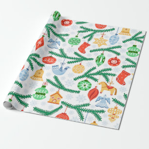 Vintage kerstboomballen, decoraties naadloos cadeaupapier