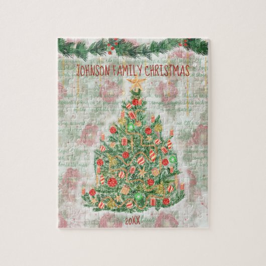 Vintage kerstboomfamilie - Kerstmis Legpuzzel (Verticaal)