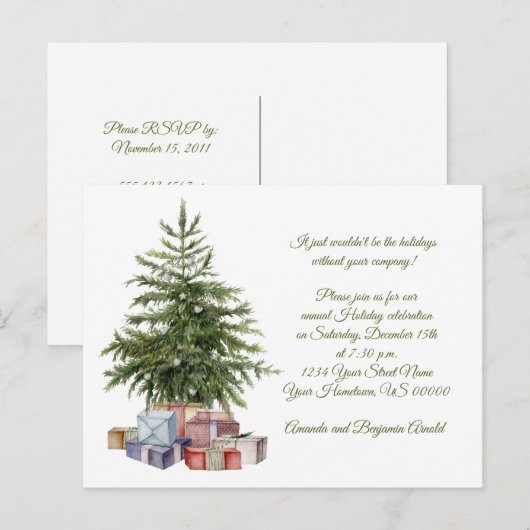 Vintage kerstboomfeest Cadeaus feestdag Briefkaart (Voorkant / Achterkant)