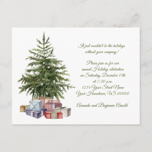 Vintage kerstboomfeest Cadeaus feestdag Briefkaart (Voorkant)