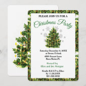Vintage kerstboomfeestdag uitnodiging (Voorkant / Achterkant)