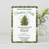 Vintage kerstboomfeestdag uitnodiging (Staand voorkant)