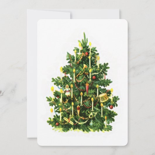Vintage kerstboomfeestdag uitnodiging (Achterkant)