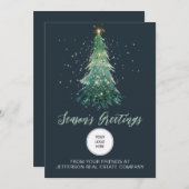 Vintage-kerstboomfirma Logo Business Feestdagenkaart (Voorkant / Achterkant)