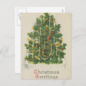 Vintage kerstboomgroeten feestdagenkaart (Voorkant / Achterkant)
