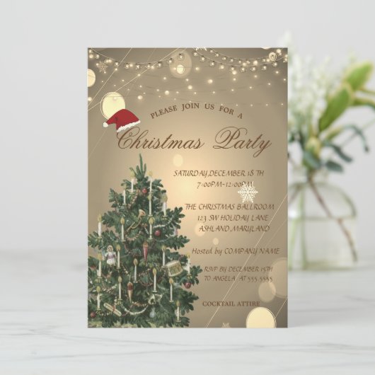 Vintage kerstboomkerstmis kaart (Staand voorkant)