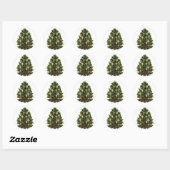 Vintage kerstboomklever ronde sticker (Vel)