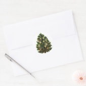 Vintage kerstboomklever ronde sticker (Envelop)