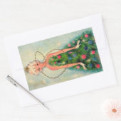 Vintage kerstboommeisje rechthoekige sticker (Envelop)