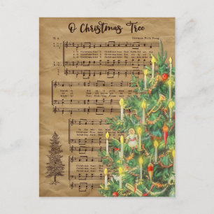 Vintage kerstboommuziekfeestdag Briefkaart