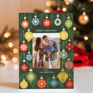 Vintage Kerstboomornament Foto Goud Folie Feestdagenkaart