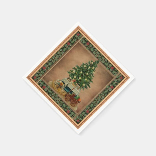 Vintage kerstboompapier servet (Hoek)