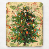 Vintage-kerstboompatroon roestretro muismat (Voorkant)