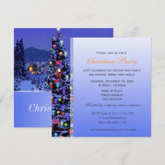 Vintage kerstboomsneeuwfeest kaart (Voorkant / Achterkant)