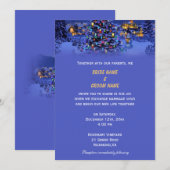 Vintage kerstboomsneeuwnachtbruiloft kaart (Voorkant / Achterkant)