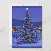 Vintage kerstboomsneeuwnachtbruiloft kaart (Achterkant)