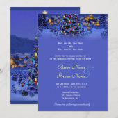 Vintage kerstboomsneeuwnachtbruiloft kaart (Voorkant / Achterkant)