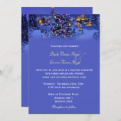 Vintage kerstboomsneeuwnachtbruiloft kaart (Voorkant / Achterkant)