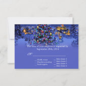 Vintage kerstboomsneeuwnachtbruiloft RSVP (Voorkant)