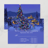 Vintage kerstboomsneeuwnachtbruiloft RSVP (Voorkant / Achterkant)