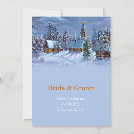Vintage kerstboomsnowy op feestdag bruiloft kaart (Achterkant)