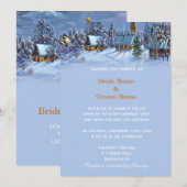 Vintage kerstboomsnowy op feestdag bruiloft kaart (Voorkant / Achterkant)