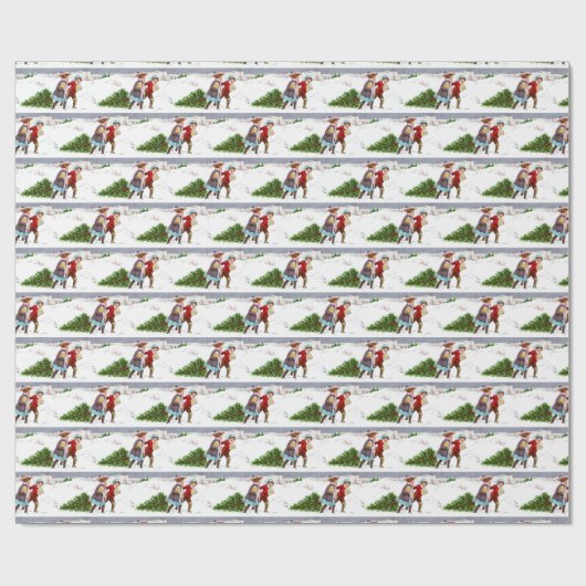 Vintage kerstboomtik cadeaupapier (Vlak)