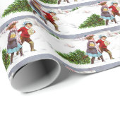 Vintage kerstboomtik cadeaupapier (Rol Hoek)