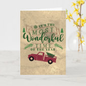 Vintage kerstboomtruck met vreugdevolle offerte kaart (Gele Bloem)