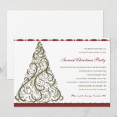 Vintage-kerstboomuitnodiging Kaart (Voorkant / Achterkant)