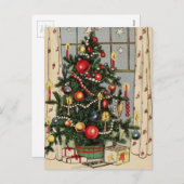 Vintage kerstboomvakantie Briefkaart (Voorkant / Achterkant)
