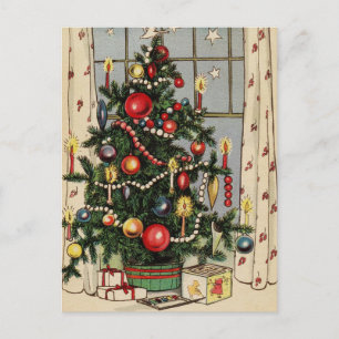 Vintage kerstboomvakantie Briefkaart