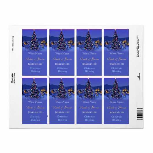 Vintage kerstboomvakantiewijn etiket (Full Sheet)