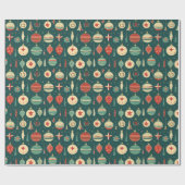 Vintage kerstboomversieringen cadeaupapier (Vlak)