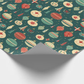 Vintage kerstboomversieringen cadeaupapier (Hoek)