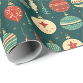 Vintage kerstboomversieringen cadeaupapier (Rol Hoek)