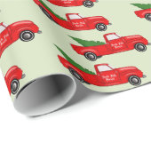 Vintage kerstboomwagen cadeaupapier (Rol Hoek)