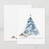 Vintage kerstboomwaterverf gouden ster feestdagenkaart (Voorkant / Achterkant)