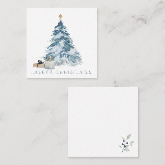 Vintage kerstboomwaterverf gouden ster notitiekaartje (Voorkant / Achterkant)