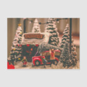 Vintage kerstboomwinkel rode vrachtwagen familie tissuepapier (Voorkant)