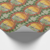 Vintage kerstboot Sailboat Wreath Cadeaupapier (Hoek)